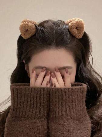 1 Paar süße plüschige ohrförmige Haarspangen mit einem bärenartigen Gefühl~Fellohren, kleine Greifer, Pony, Haarspangen, Haarspangen, süße Prinzessin Haraccessoires, Haraccessoires, Haraccessoire, Haraccessoires, Accessoires, Herbst Haraccessoires, Reise, Haarstyling-Tools, Accessoires für Frauen, Harzeug