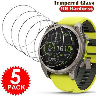 5 Packs Glass Screen Protector For Garmin Fenix 8 Pro 47mm 51mm 7 7S 7X Pro 6 6S 6X Pro Solar AMOLED Tempered Glass Film Forerunner 965 955 945 245 255 165 45 55 Vivoactive Instinct 3 Glass Cover Screen Anti-Scratch Clear Protective Glass Film