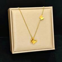 1pc Fashion Butterfly Necklace, Stainless Steel Pendant Necklace, For Men Women - Multicolor - View 8