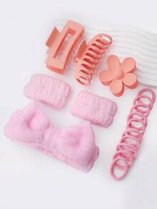 20pcs Pink Headband Face Mask Tool Set, Includes Headband, Wristband, Face Mask Brush, Face Mask Bowl, Hair Clips, Hair Ties, Etc. - Suitable For All Skin Types, Travel-Friendly Skincare And Makeup Set, Christmas And New Year Gift For Women - Multicolor - View 10