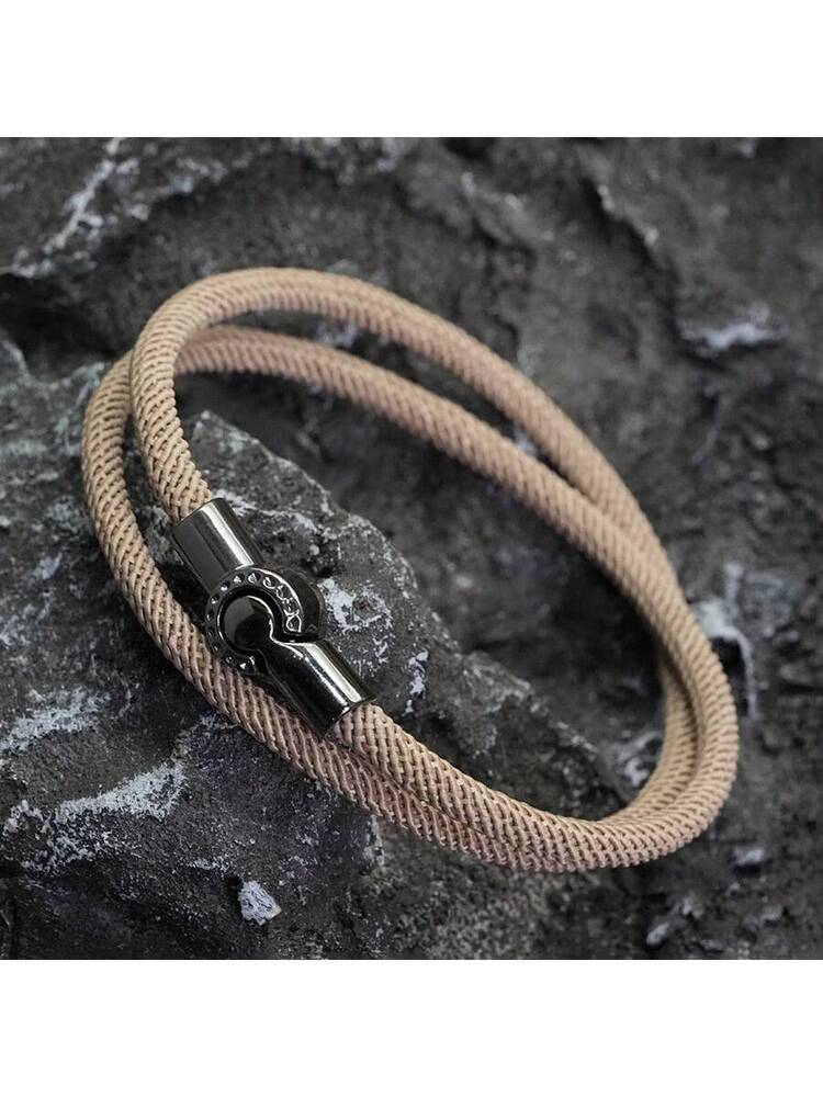 diffone Minimalist Design 4mm Handmade Milan Cord Bracelet, Black Magnetic Unisex Bracelet, Friendship Wristband