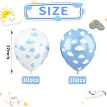 12/20 buc Baloane din latex mat albastru, roz, alb în formă de nor 12 inch, albastru deschis și alb, baloane decorative imprimate pentru baby shower, consumabile pentru petrecerea de aniversare băieți/fete - Multicolor - Vizualizare 12