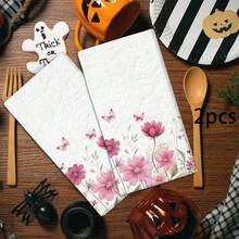 2/4 Pcs Floral Print Dish Towels, Super Absorbent Microfiber Modern Dish Cloths, Cooking And Baking Tea Towels, Cleaning Rags, Hand Towels, Highly Soft And Absorbent, Kitchen Decor, Gifts For Neighbors, Mothers, Birthdays, Housewarming For Friends, Kitchen Essentials, Daily Necessities - Multicolor - View 16