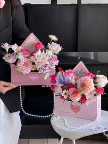 3pcs Elegant Floral Envelope Gift Boxes, Decorated With Love Letter Pattern - Perfect For Valentine's Day, Wedding, Mother's Day/Graduation/Teacher's Day Gifts - Can DIY Flower Baskets, Preserve Beautiful Flowers, Reusable, Lightweight And Portable, Romantic Gift Set, Wedding Favor Bags, And Emotionally Charged Baking Gift Boxes - Multicolor - View 2
