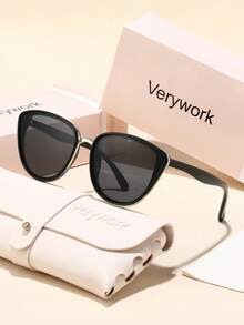 Verywork 1 pieza Gafas de mujer con montura de ojo de gato, lentes degradados, diseño clásico, vintage, elegante e intelectual de marca de pasarela, para vacaciones tropicales en la playa, conciertos, bodas, verano y salidas de moda - Multicolor - Ver 3