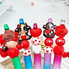 25/40pcs Cute Animal Heart Shaped Silicone Bead Set, Includes Cow, Rose, Heart And Other Beads, Fashionable Design, Suitable For Jewelry Making, DIY Bracelets, Lanyards, Beaded Pens, Holiday Party Decorations, Keychains And Other Crafts - Ideal Valentine's Day Gift - Beading Set, Beading Supplies - Love Animal Series - View 7
