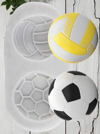 Sport Ball Silicone Mold Football Volleyball Fondant Candy Chocolate Molds Cake Decoration Cupcake Toppers Fondant Chocolate Gum Paste Polymer Clay Mold