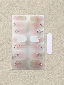 Bộ 1 tờ sticker dán móng tay, sticker trang trí móng tay mùa hè, sticker tự dính, chống thấm nước và bền lâu, sticker gel móng tay thời trang, tự làm móng. - Hồng - Xem 3