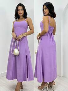 Women's Long Dress For Summer Weddings - 紫丁香色 - 查看 1