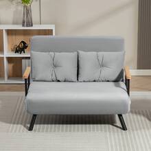 HOMCOM Sofá Cama de 2 Plazas 4 en 1, Sofá Cama Plegable Tapizado en Terciopelo con Respaldo Ajustable de 5 Niveles y Almohadas Acolchadas, para Oficina, Dormitorio, Salón, 102x73x81 cm, Gris Claro - Gris Claro - Ver 8