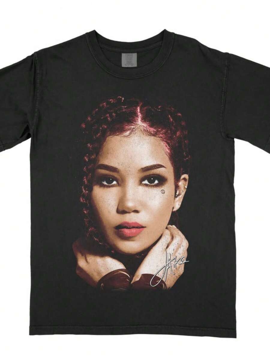 Vintage Retro R&B Star Portrait Tee, Music Icon Shirt, R&B Fan Gift, Retro Music Merch, Classic Artist Signature Tee - màu đen - Xem 1