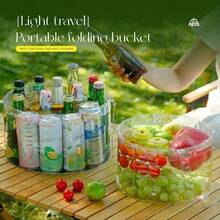 便携式可折叠洗衣袋兼多功能洗脸盆 - 透明可折叠水桶，适用于衣物、蔬菜、露营、旅行 - 节省空间设计，实用户外水桶，现代多功能水桶，多层隔层，露营必备，经久耐用，居家收纳，洗衣袋