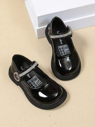 1 par platta läderskor för baby och småbarn, prinsessstil, med mjuka sulor för vår och höst