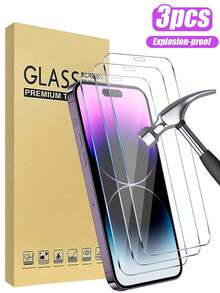 3 Stücke gehärtetes Glas Bildschirmschutz kompatibel mit iPhone 17/16/16 Plus/16 Pro/16 Pro Max/15/14/13/12/11 Pro Max/X/XS/XR/Mini/7/8/14 Plus, passt auch für 14/15 Pro Max, ideales Geschenk für Geburtstag, Familie, Freunde, unerlässlich für Handyschutz und Zubehör - Transparent - Übersicht 32