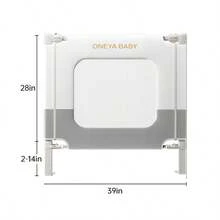 ONEYA BABY Bed Rails, No-Drill Needed Baby Bed Rail Guard For Toddlers With Height Adjustable, Thickened Child Safety Side Railing Guards/Bedrail For Kids, White/Grey - Màu Xám nhạt - Xem 14