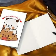 1 Pc Valentine Day Greeting Card With BUBU DUDU Design Romantic Love Message Perfect For His Her Anniversary Birthday Engagement Missing You Celebration As Valentine Card Greeting Card With Envelope - [Màu đỏ] - Xem 4