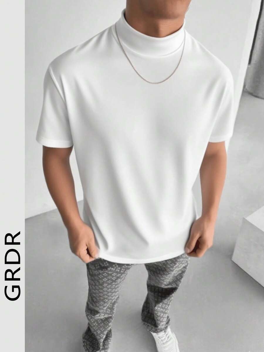 GRDR قميص تي شيرت رجالي صيفي خفيف الوزن بياقة مزيفة وأكمام قصيرة، مناسب للارتداء الكاجوال في الخارج