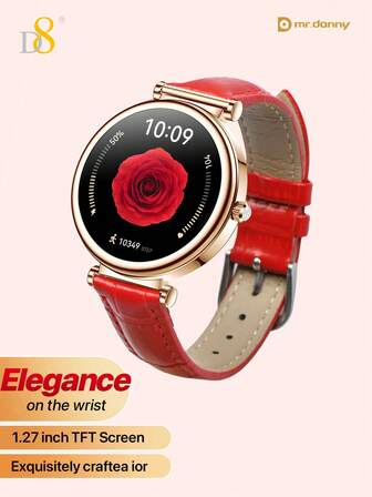  D8 Smart Watch For Women 2025 New Arrival, Bluetooth Call Smartwatch With 1.27'Inch High-Definition TFT Color Display, Android IOS Universal Compatible, IP67 Waterproof Dustproof Shockproof, 100+ Professional Sport Modes (Yoga/Pilates/Dance/Running/Swimming/Cycling), 24/7 Heart Rate Blood Oxygen Monitor, Accurate Pedometer Sleep Tracker Calorie Counter, Round Elegant Smart Watch With Customizable Watch Faces, Soft Silicone Strap Adjustable Fit