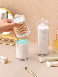 1pc Plastic Makeup Facial Pad Storage Box, Minimalist Clear Multifunction Storage Box For Home, Holiday Gift, Christmas Present,For Holiday Beach, Bathroom Collection, Bedroom Collection, Large Capacity - Multicolor - View 6