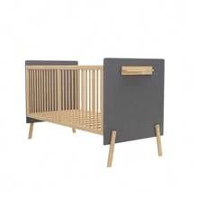 Solid Wood Baby Cot, Adjustable Height To Three Positions, -Paint Finish, Can Be Used As A Baby Cot/Sofa Bed, Mattress Not Included, Blue-Grey And Natural Wood Colour, 163 X 80 X 92 Cm - Blue - View 8