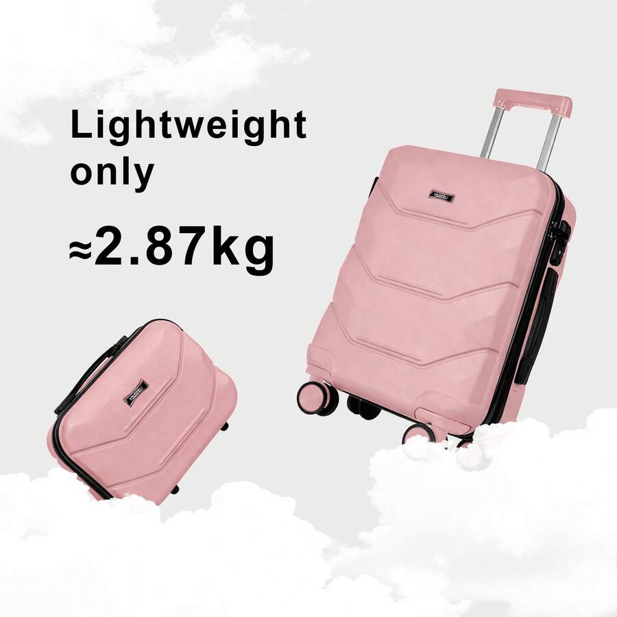 DEESSERA YOUGGELl Carry-On Luggage Sets Ultra - Ligh With USB Charger & Cup Holder - TSA Approved Lightweight Hardshell 360° Spinner Wheels For Air Travel Luggage For Travel Lovers 20inch+13inch Combination Carry Luggage. - Rose Gold - View 1
