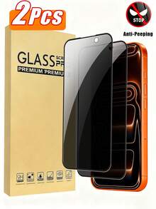 适用于 17 Pro Max/17/16/15/14/13/12/11/Mini/XS/XS Max/7/8 Plus 的 2 片装隐私钢化玻璃屏幕保护膜，无气泡，防刮花 - 黑色 - 查看 13