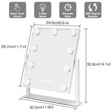 White Vanity Mirror With Lights Lighted Makeup Mirror With 9 LED Bulbs Plug In - White - View 6