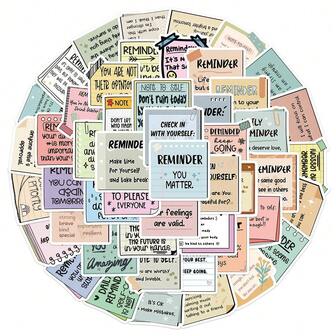 50张跨境提醒贴纸标签，装饰性DIY贴纸，适用于行李箱、水瓶、笔记本电脑等。