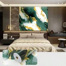 1 Roll Of Green Marble Contact Wallpaper,Removable Self Adhesive Wallpaper, Any Pattern Can Be Cut,Used For Kitchen Decor Bedroom Decor DIY Home Decoration, Room Decoration, Wall Decoration - Green - View 9