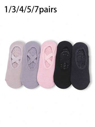 1/3/4 /5/7Pairs Of Women'S Pilates Yoga Socks, Grip Socks With Grip, Neutral Hospital Socks, Ankle Support, Shock-Absorbing Sports Socks