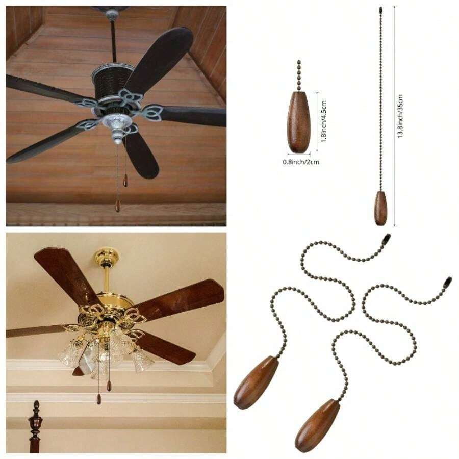 8 Pieces Ceiling Fan Pull Chains Extender Wooden Pendant Pull Chain Extension Ceiling Lamp FanWalnut Color - Màu óc chó - Xem 1