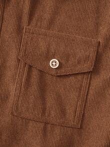 Young Boy Casual Corduroy Long Sleeve Shacket, Khaki - Khaki - View 5