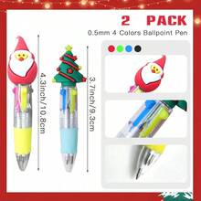 2pcs-Christmas Multicolor Ballpoint Pens, Christmas Ballpoint Pens, Creative Cute Christmas Neutral Pens, Vibrant Assorted Colors With Santa, Reindeer & Snowman Toppers, Retractable 4-Color Ink, Durable ABS Body, Ideal For Holiday Journaling & Gift Giving, Holiday Party SchoolSupplies StudentsRewards Christmas Gifts Christmas Stationery Gift Water Pen Christmas(Random Pattern) - Random - View 3