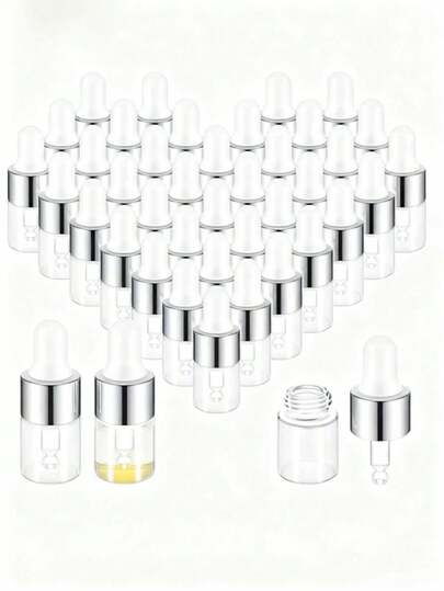 Mini Transparent Glass Dropper Bottles, Sample Bottles, Travel Size For Essential Oils, Cosmetics, Liquids, Perfumes, Valentine's Day Special