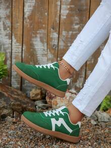 Giày thể thao nữ casual họa tiết da báo, thời trang, bắt mắt, thoải mái, bền chắc, đế cao su mềm, thoáng khí, nhẹ, phối nhiều mảng màu. - màu xanh lá - Xem 5