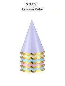 10pcs/5pcs Set Pastel Party Hats, Birthday Party Cone Hats, Cute Cake Cone Birthday Paper Hats, Adorable Crowns, Adult Party Hat Assortment, Bridal Wedding Bachelorette Party Decorative Hats, Colorful Caps - Multicolor - View 10