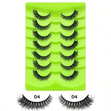 7 Pairs 3D Fluffy Mink Lashes, Artificial False Eyelashes Set, Natural/Dramatic/Thick/Curling Styles For Cat Eye, Cosplay, Holiday Party, Daily Use - D4 - 查看 4