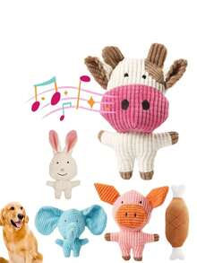 1/5 件套毛绒互动吱吱咬嚼玩具，适用于狗和猫，清洁牙齿，高强度耐用，优质材料，包含声音装置以吸引宠物 - 彩色 - 查看 11