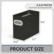 Organizador de archivos plegable con asa - Caja de almacenamiento de carpetas colgantes de cartón para escritorio, oficina, escuela o hogar - Caja de archivo portátil colorida, organizador de documentos, portarevistas, tamaño carta - 4 paquetes, negro - Negro - Ver 3