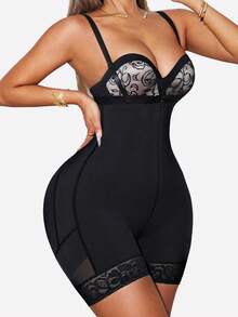 1 pieza Moldeador corporal completo con cremallera y tirantes desmontables, prenda de compresión levantadora de glúteos con control abdominal