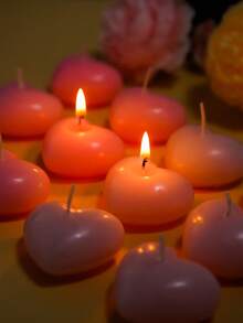 粉色心形漂浮蜡烛，心形漂浮蜡烛，漂浮蜡烛片，适用于桌面装饰、圆柱形花瓶、婚礼、派对、家居装饰、房间装饰 - 彩色 - 查看 5