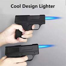 Unique Butane Cigarette LIGHTER & CASE Adjustable Jet Torch Flame Pistol Gun(No Fuel),Windproof Portable Candle Lighter For Cooking And BBQ,Gift For Father/Boyfriend/Friend,Christmas Gift - 預設 - 查看 5