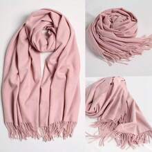 Casual Elegant Winter Scarf 150g With Fringes - 藕粉色 - 查看 3