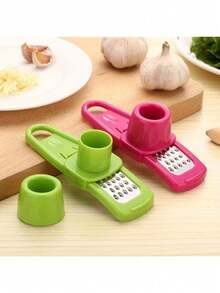 1件装蒜蓉压碎器多功能手动姜蒜研磨器刨丝器切割器具蒜蓉剥皮器厨房配件工具 - 彩色 - 查看 5