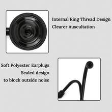 Estetoscopio médico profesional para cardiología (corazón, pulmones y cardiología). Estetoscopio de una sola campana para estudiantes de enfermería y veterinarios. - Negro - Ver 3