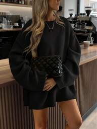 Neue Herbst/Winter Strickpullover mit rundem Ausschnitt, einfarbig, lässig, locker, Langarm, mittellang, vielseitig für den Alltag, weich und lässig, bequem, Top