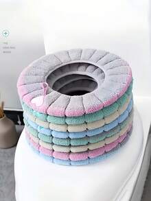 Warm Toilet Seat Cover, Soft & Comfortable, Suitable For Home And Dorm Use. Thick & Cozy Cushion, Removable & Easy To Clean, Portable Design, Essential Home Item. Funny Pattern, Machine Washable, Slow-Close Toilet Lid, Insulated Pad Cover, Toilet Seat Cushion, Bathroom Accessories - Multicolor - View 3