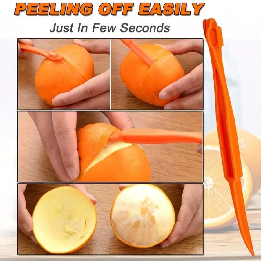 2pcs Orange Peeler - Durable Plastic, Food- Kitchen Tool, Suitable For Fruits And Vegetables - Multicolor - View 1