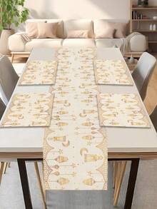 1 khăn trải bàn in họa tiết Ramadan, 4 miếng lót đĩa in họa tiết Ramadan, thích hợp cho lễ hội, tiệc tùng, sinh nhật, bữa tối, trang trí bàn bếp & phòng ăn, trang trí nhà cửa & phòng khách mọi mùa - Nhiều màu - Xem 11