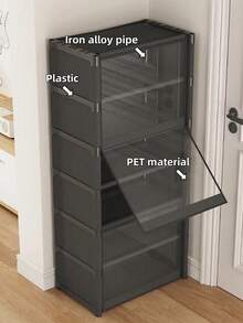 多功能便携式衣柜收纳架，带透明翻盖，防尘鞋柜，可作衣柜、置物架、鞋架、独立式展示架、DIY组装、落地式储物架、书柜，适用于卧室、客厅、家居、室内收纳、厨房、书房、办公室收纳、节日收纳，也是情人节礼物之选。 - 彩色 - 查看 3